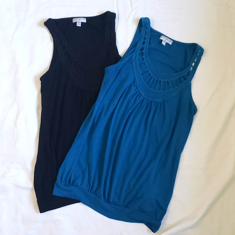 Cotton On Tank Tops Bundle Blue and Black - Small
